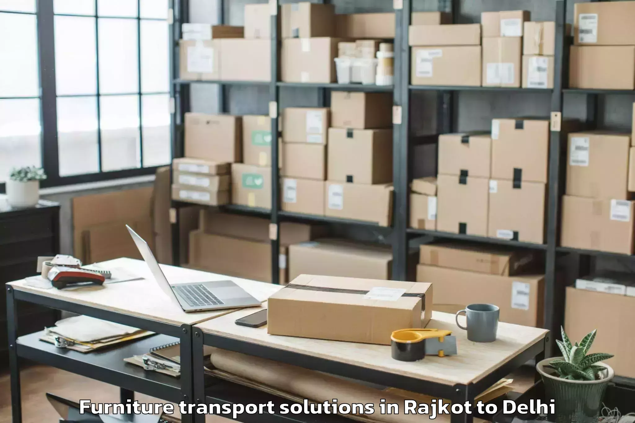 Book Rajkot to Iit Delhi Furniture Transport Solutions Online